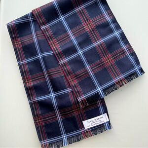 Lochcarron Original Scarf 100% Wool Blue Red Plaid Winter Accessories LIKE NEW
